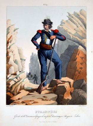 lithographie ; Album des Costumes des Pyrénées Pyrénées / Garde de la douane espagnole
