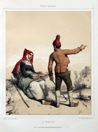 lithographie ; A GRIP Costumes des Pyrénées