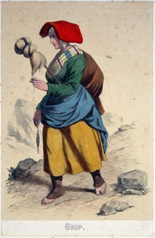 lithographie ; GRIP Album Costumes des Pyrénées par Maurice