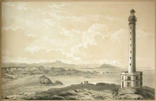 lithographie ; Biarritz, Vue du Port-vieux Souvenirs des Pyrennées, 1853