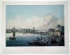 lithographie ; Vue du port de Bayonne prise de la place d...