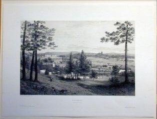 lithographie ; BAYONNE, panorama des environs