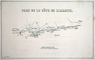 lithographie ; Plan de la côte de Biarrits Album des deux frontières