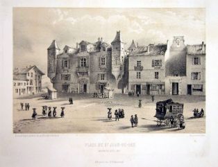 lithographie ; Place de Saint-Jean-de-Luz Album des deux frontières/ FRANCE