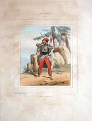 lithographie ; Infanterie sous le commandement de Cabrera