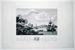 estampe ; Le port de Bayonne, vu de la rive gauche au-dessus de la Ville