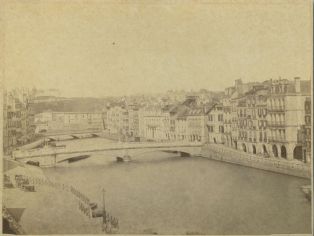 tirage photographique ; Bayonne - Les quais de la Nive et le pont Marengo