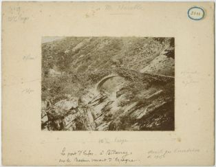 tirage photographique ; Bidarray - le pont d'Enfer sur le Bastan venant d'Espagne (démoli par l'inondation de 1915)