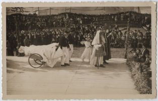carte postale ; Pastorale de Roland - Deuxième représentation - Enterrement de Roland et d'Olivier