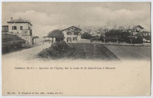 carte postale ; Guéthary - Quartier de l'Eglise, Sur la route de St. Jean-de-Luz à Bayonne