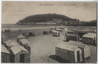 carte postale ; San Sebastián - La Concha y el Castillo
