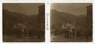 plaque de verre photographique ; Bidarray - Procession de la Fête Dieu