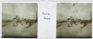 plaque de verre photographique ; Socoa - Le fort de Socoa à marée basse
