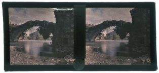 plaque de verre photographique ; Saint-Etienne-de-Baïgorry - Le pont "romain"
