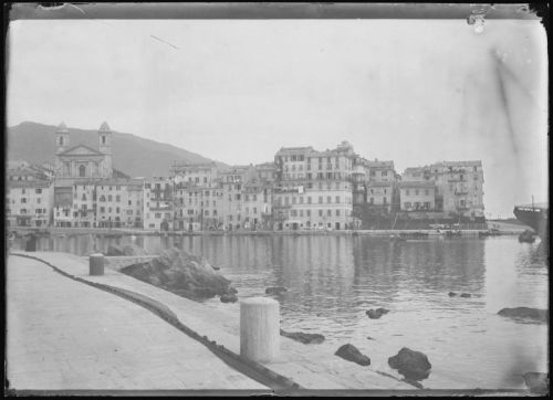 plaque de verre photographique ; Irún - Vue sur la Bidassoa