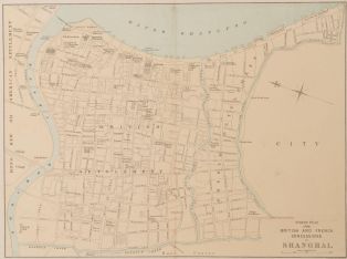 Street plan of the British and French concessions at Shangaï (titre inscrit) ; © Nicolas Leblanc / Département de la Meuse