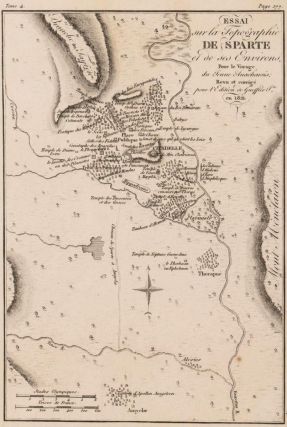 Essai sur la topographie de Sparte et de ses environs pour le voyage du Jeune Anacharsis (titre inscrit, carte de gauche) ; Plan particulier de Tripolitza (titre inscrit, carte de droite)