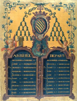 Horaires des courriers de Narbonne en 1750 - ANONYME ; © LEPAGE Jean ; © Ville de Narbonne