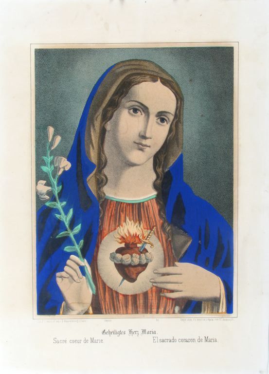 Geheiligtes Herz Maria./ Sacré coeur de Marie. - Elsacrado corazon de Maria. (titre inscrit, allemand, français, espagnol)