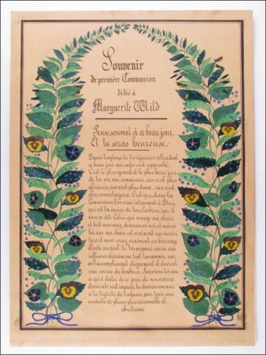 Souvenir de première Communion dédié à Marguerite Wild (titre inscrit)