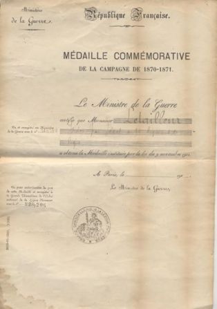 MEDAILLE COMMEMORATIVE DE LA CAMPAGNE DE 1870-1871.