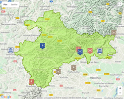 Image représentant la carte du Parc Régional des Vosges du Nord et ses musées
