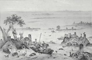 lithographie ; gravure ; Scène de sauvetage au milieu de l’inondation de la Loire en octobre 1846 (titre factice) (M 1250)