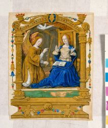 Jean Pichore, Annonciation, fragment d'un livre d'heures, XVIe siècle, musée des Beaux-Arts, Tours