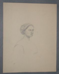 Portrait de jeune berrichonne en bonnet ; Dessin (1964.26.2)