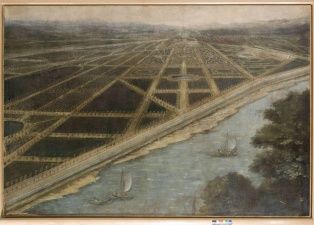 tableau ; Vue du château de Châteauneuf-sur-Loire et de ses jardins à la fin du XVIIème siècle (titre factice) (2000.12.1)