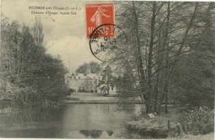 carte postale ; HUISMES, près Chinon (I.-et-L.) / Château d’Uzage, façade Sud (2007.31.42)