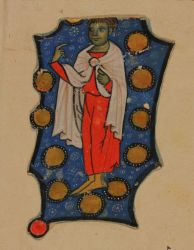 Personnage masculin, fragment de la Bible de Conradin, vers 1260, musée du château, Blois