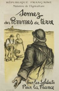 Affiche publicitaire ; REPUBLIQUE FRANCAISE / Ministère de l'Agriculture / Semez des Pommes de terre / Pour les Soldats / Pour la France (2012.05.84 ; 987.18.32)