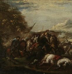 Combat entre Turcs et Chrétiens (détail), Pietro Graziani, XVIIIe siècle, huile sur toile, château royal de Blois