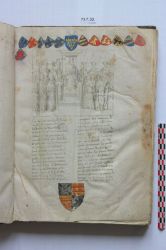 Présentation du livre au roi, L'Arbre des batailles, Honorat Bovet, Bourgognes, vers 1430, musée du château de Blois