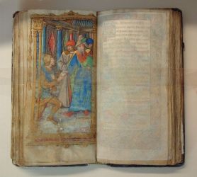 Job sur son tas de fumier, livre d'heures à l'usage de Bourges, entourage de Jean Pichore, 1515-1520, musée de Sologne, Romorantin-Lanthenay