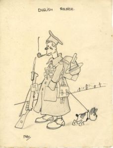 dessin ; Soldat anglais avec son chien (M 1485.55)