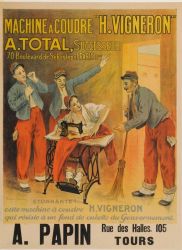 Machine à coudre H VIGNERON, affiche, SINET (imprimeur), vers 1907, musée de la chemiserie et de l'élégance masculine