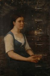 Alix de Laperrelle-Poisson, Après la lecture, peinture à l’huile sur toile, 117 x 77 cm, musée de la Chartreuse de Douai, inv. 206.