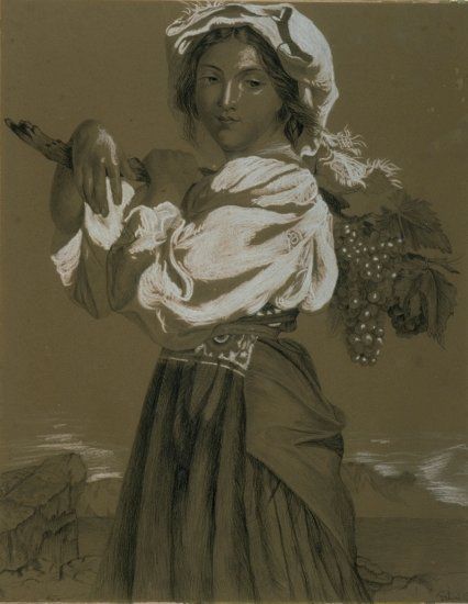 Jeune femme méditerranéenne au sarment de vigne