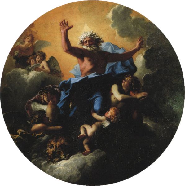 Charles de La Fosse, tondo;   Dieu le Père soutenu par les anges et entouré des symboles des évangélistes - Dunkerque, Musée des Beaux-Arts
