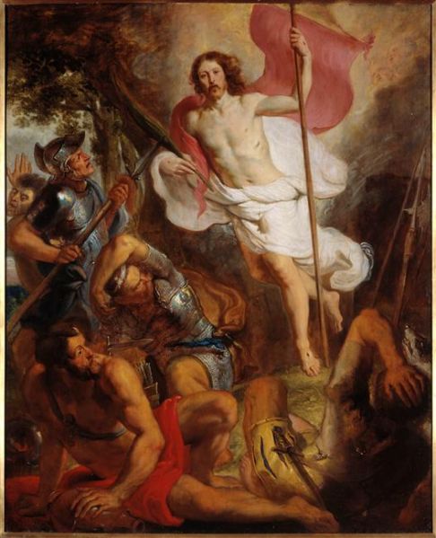 triptyque
partie d'un ensemble de peintures
panneau central, La résurrection du Christ
