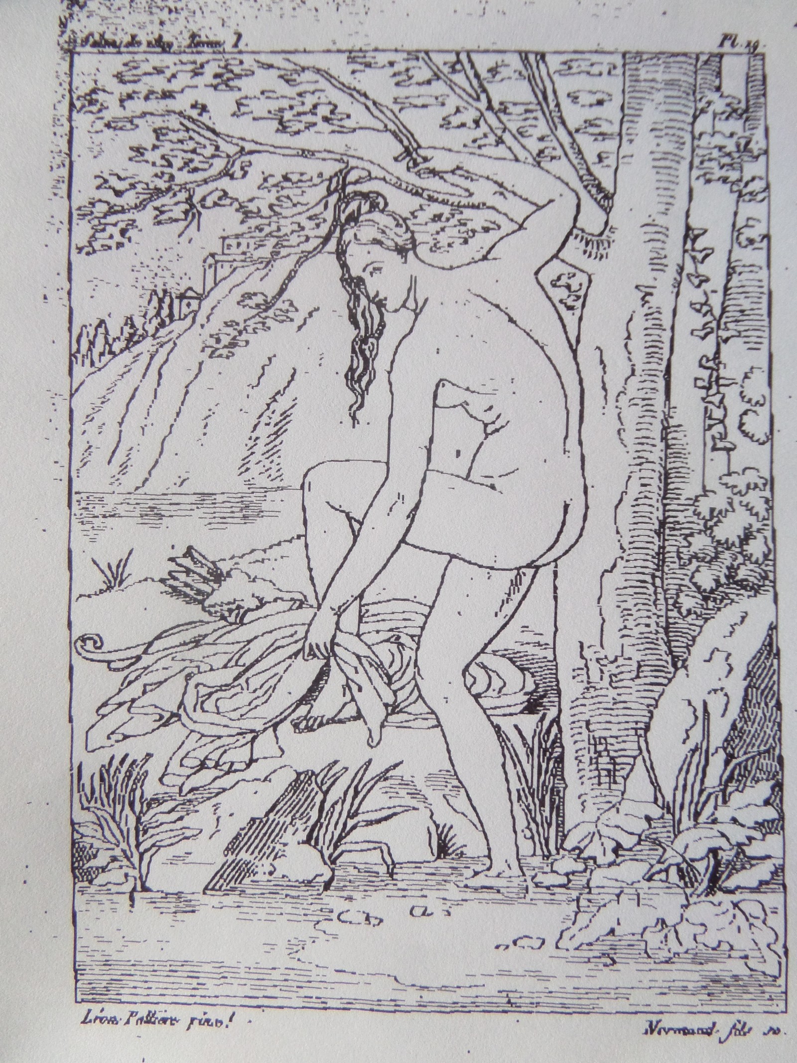 Nymphe chasseresse sortant du bain,Charles NORMAND d’après Louis Vincent Léon PALLIÈRE, gravure d’interprétation, 1819