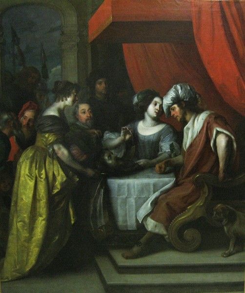 Jan van Reyn, Salomé présentant à Hérode la tête de saint Jean Baptiste, 1675, Huile sur toile, 213 x 180 cm. Dunkerque, Musée des Beaux-Arts