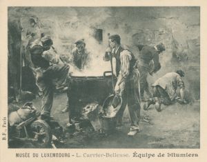 Equipe de bitumiers à Paris, Louis CARRIER-BELLEUSE, 150 x 200 cm, 1883 ; © Berthaud Frères (B.F. Paris) (éditeur)