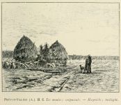 Les meules ; crépuscule, d'après Auguste PRÉVOT-VALERI, g...