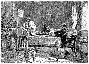 Chez le juge d'instruction, d'après Edouard GELHAY, gravure, 1890 ; © Gallica, Bibliothèque nationale de France (BNF)
