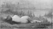 La nymphe à l'étang, d'après Léon Hodebert, gravure, 1899