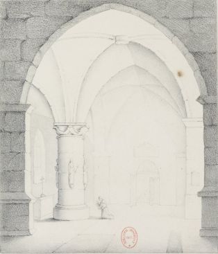 Chapelle souterraine, M. SAINT-AUBERT d'après Jean-Baptiste BERLOT, lithographie, 1827 ; © Gallica, Bibliothèque nationale de France (BNF) ; © SAINT-AUBERT (graveur)