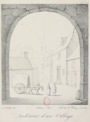 Intérieur de village, SAINT-AUBERT d'après Jules-Armand VALENTIN, lithographie, 1827 ; © Gallica, Bibliothèque nationale de France (BNF) ; © SAINT-AUBERT (graveur)
